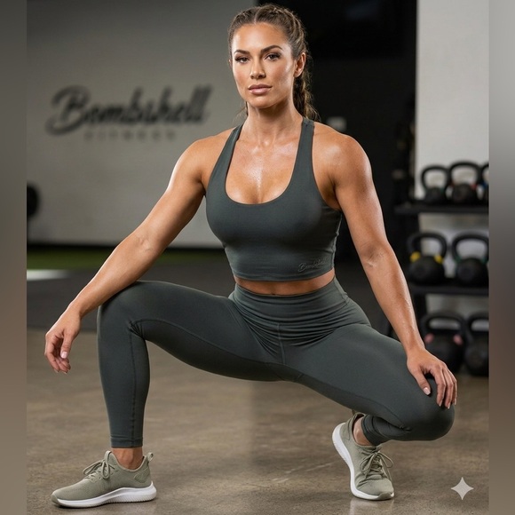 Bombshell Sportswear Other - Bombshell Tank Bra Sport Gym Workout Yoga Fitness Green Médium Woman’s